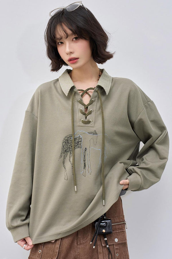 Gravity Lace-Up Polo Top