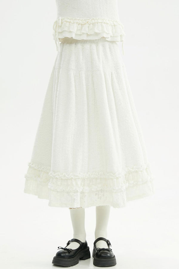 クリーミーラッフルヘムニットスカート