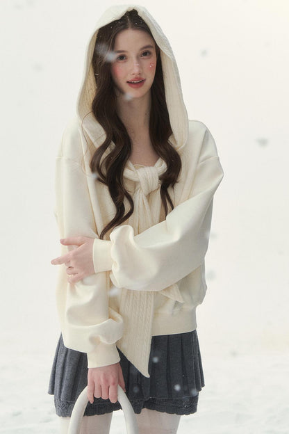 White Sweet Hooded Top