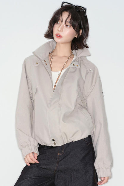 ソリッドカラースタンドカラージャケット