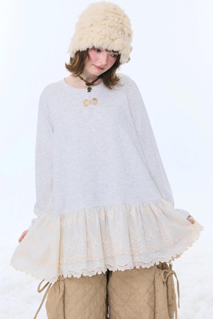 Retro Casual Lace Ribbon Top