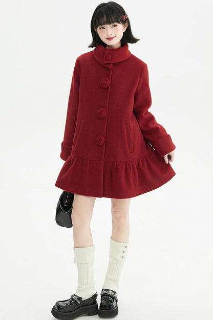 ローズラッフルウールコート