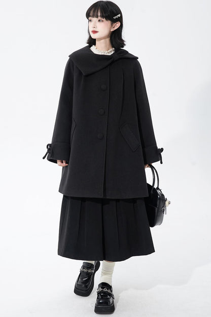 インクダイアシンメトリーウールコート