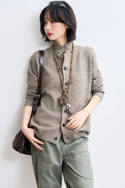 Wool-blend knit cardigan