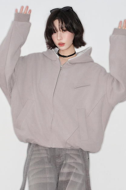 Plush lined cotton hooded jacket