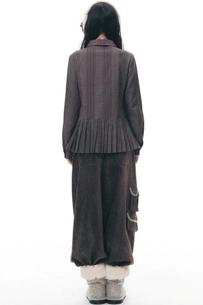 ラッフルダブルブレスタフリルトップス