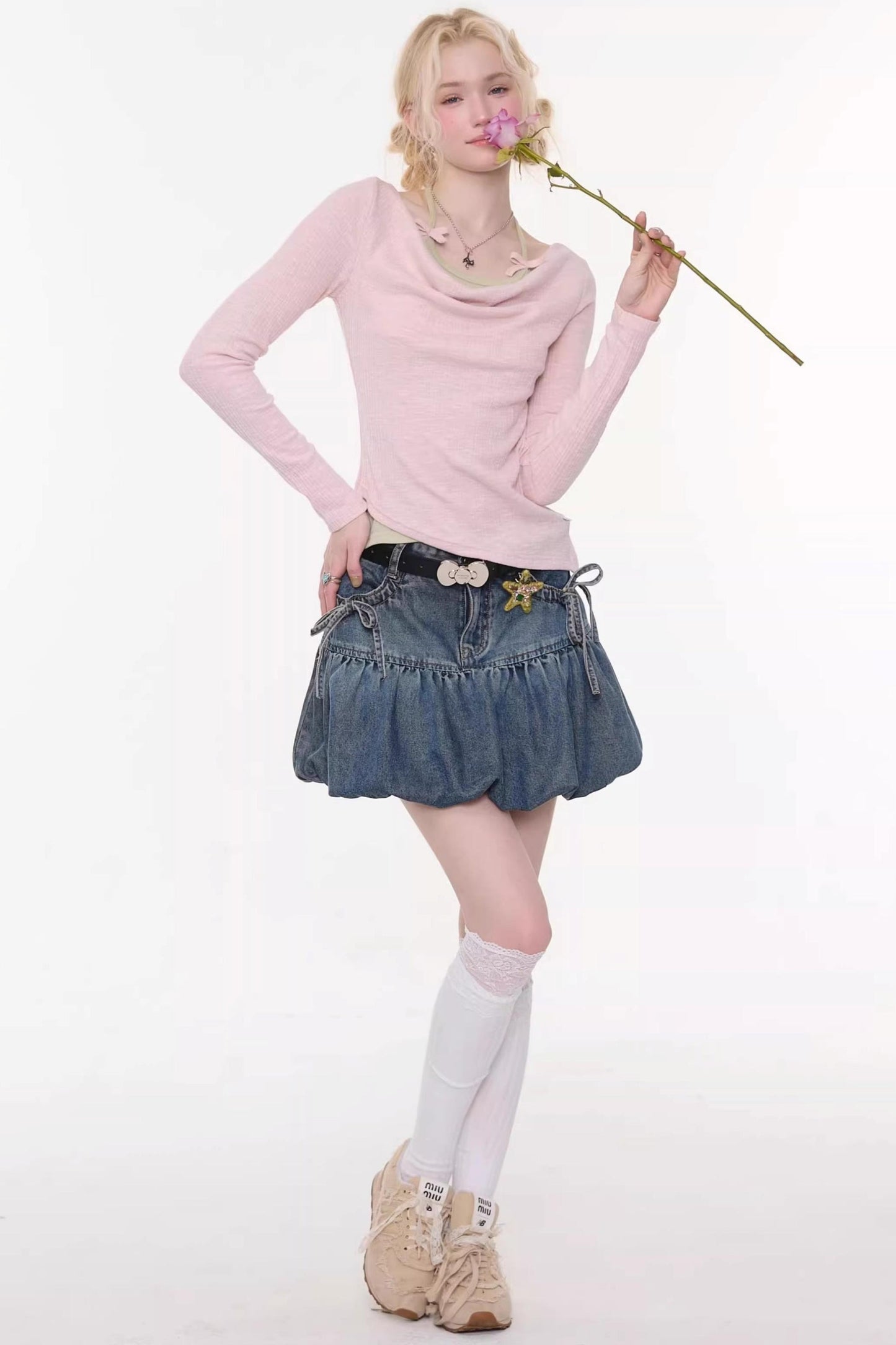 Sweet Bubble Denim Skirt
