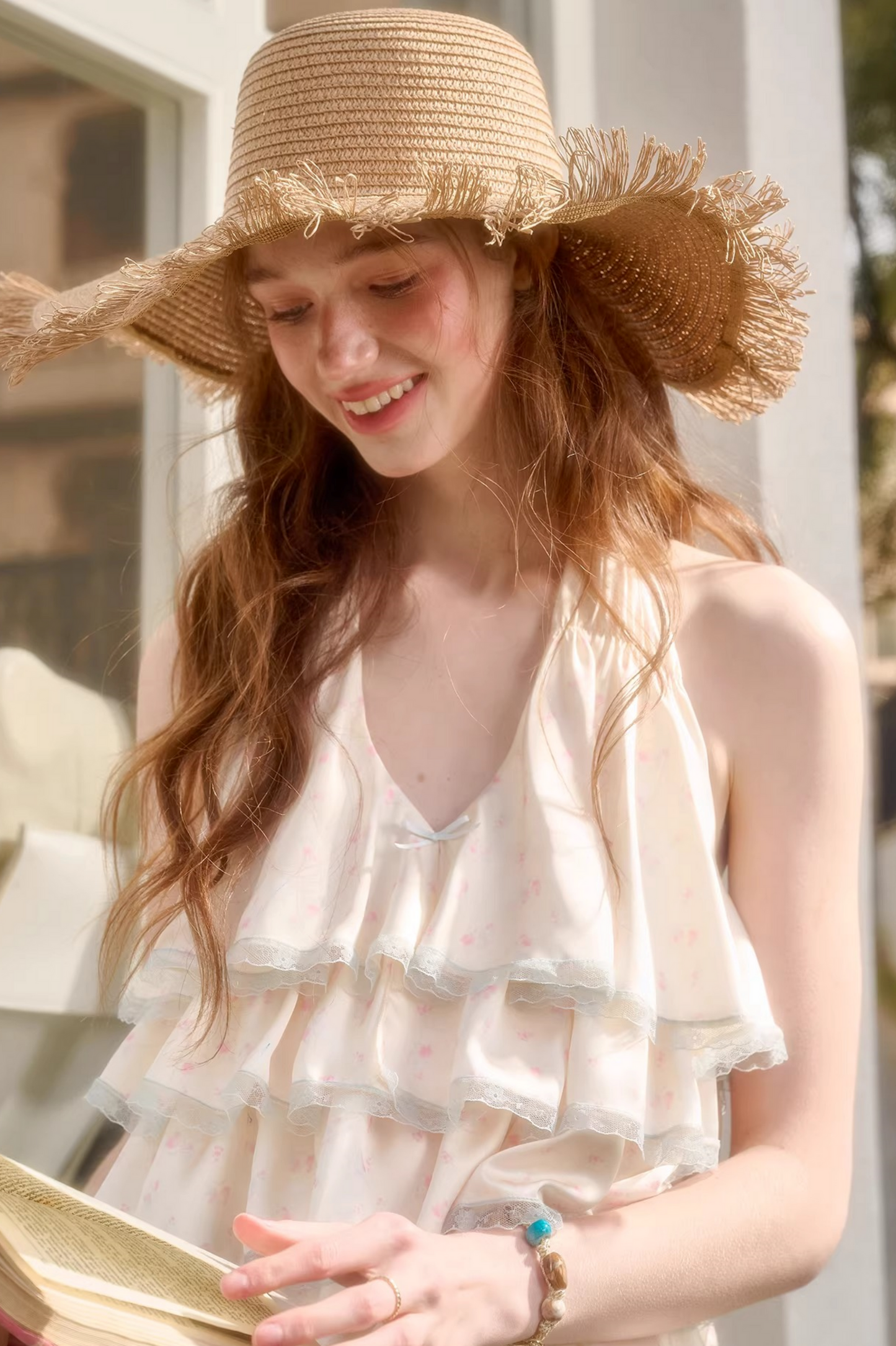 Lemon Floral Satin Lace Top + Skirt