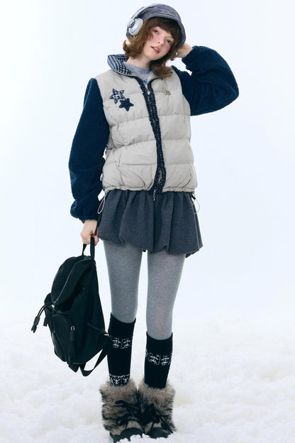 Star Print Color Block Coat