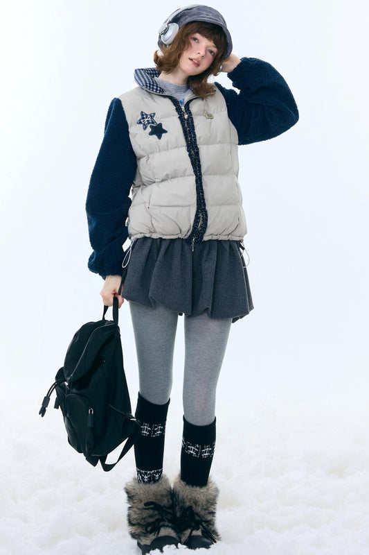 スタープリントカラーブロックコート