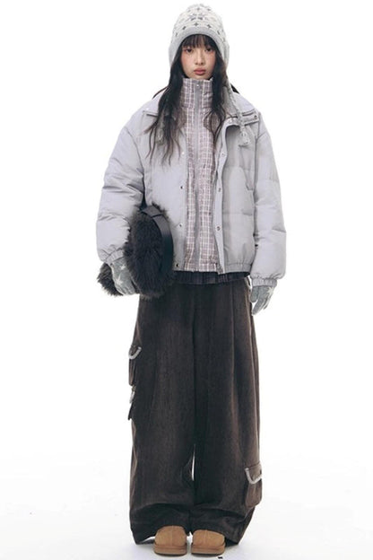 マルチポケットカジュアルロングパンツ+ロールアップワイドレッグミディアムパンツ