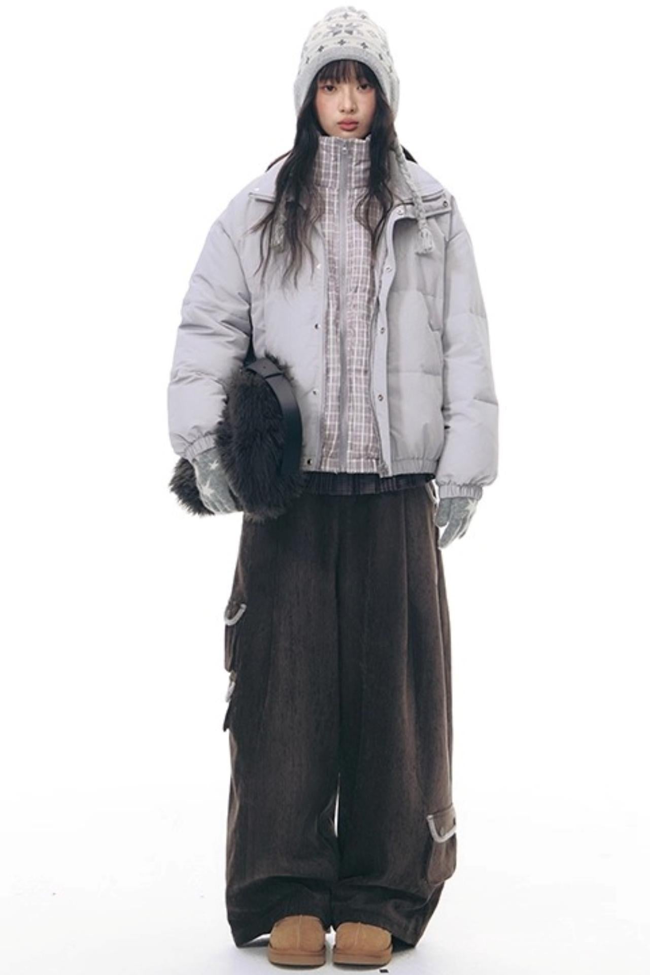 マルチポケットカジュアルロングパンツ+ロールアップワイドレッグミディアムパンツ