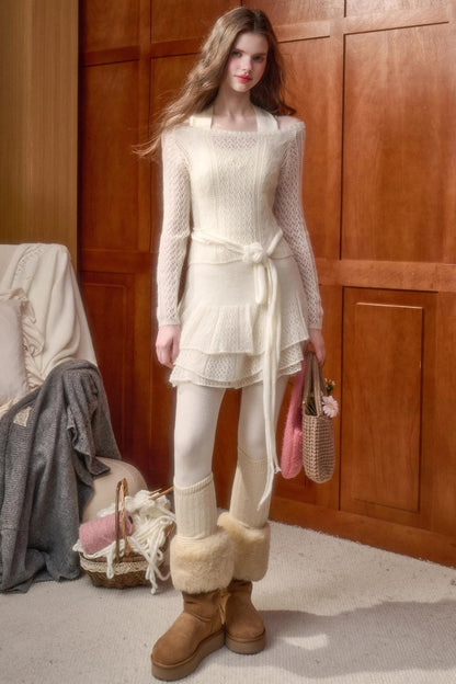 モヘアスイートトップス+スカート