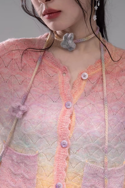 グラデーションレインボーカーディガン