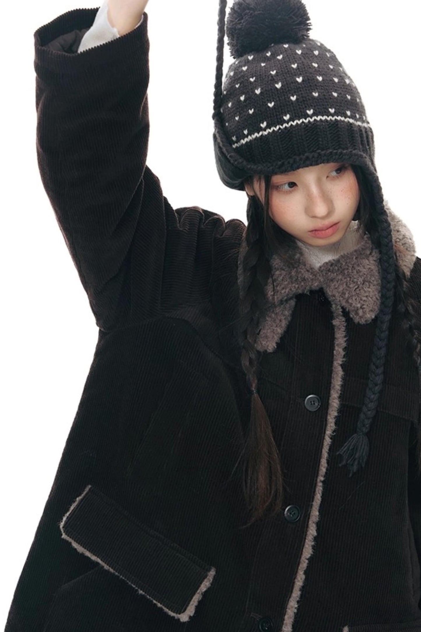 コーディロイフリースミディコート