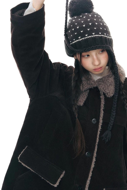 コーディロイフリースミディコート