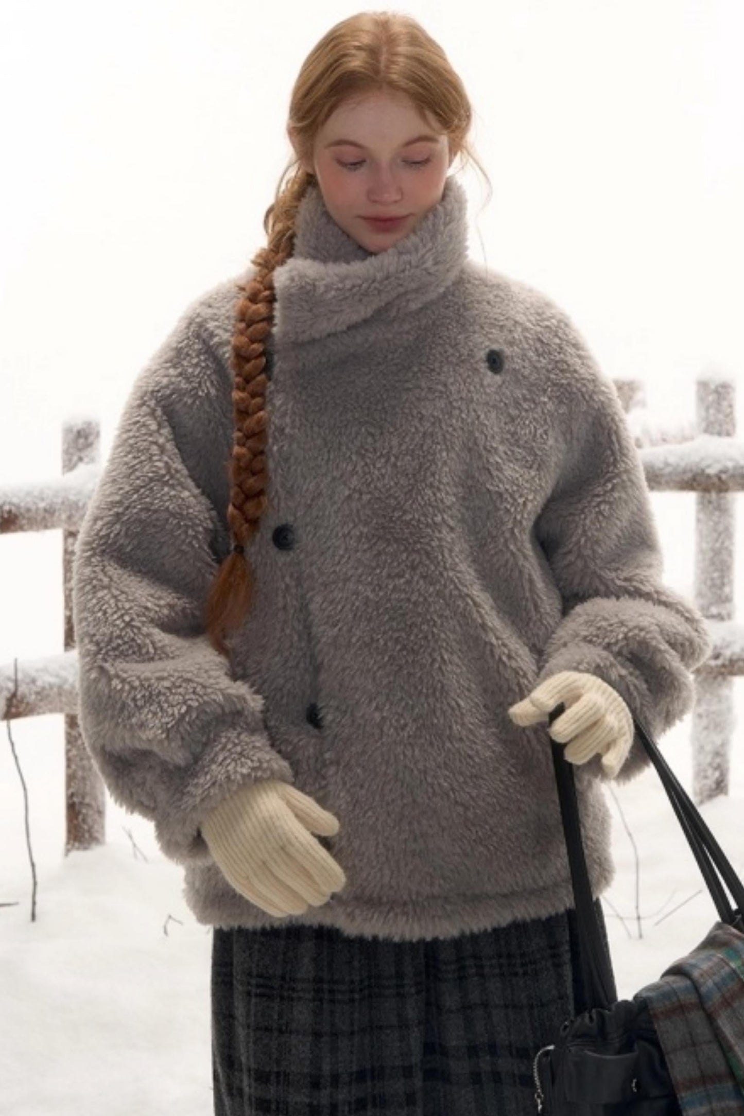 リバーシブルチェックルーズコート