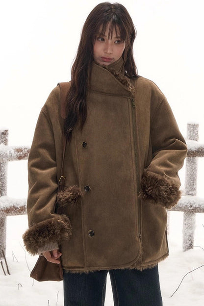 リバーシブルファースエードコート