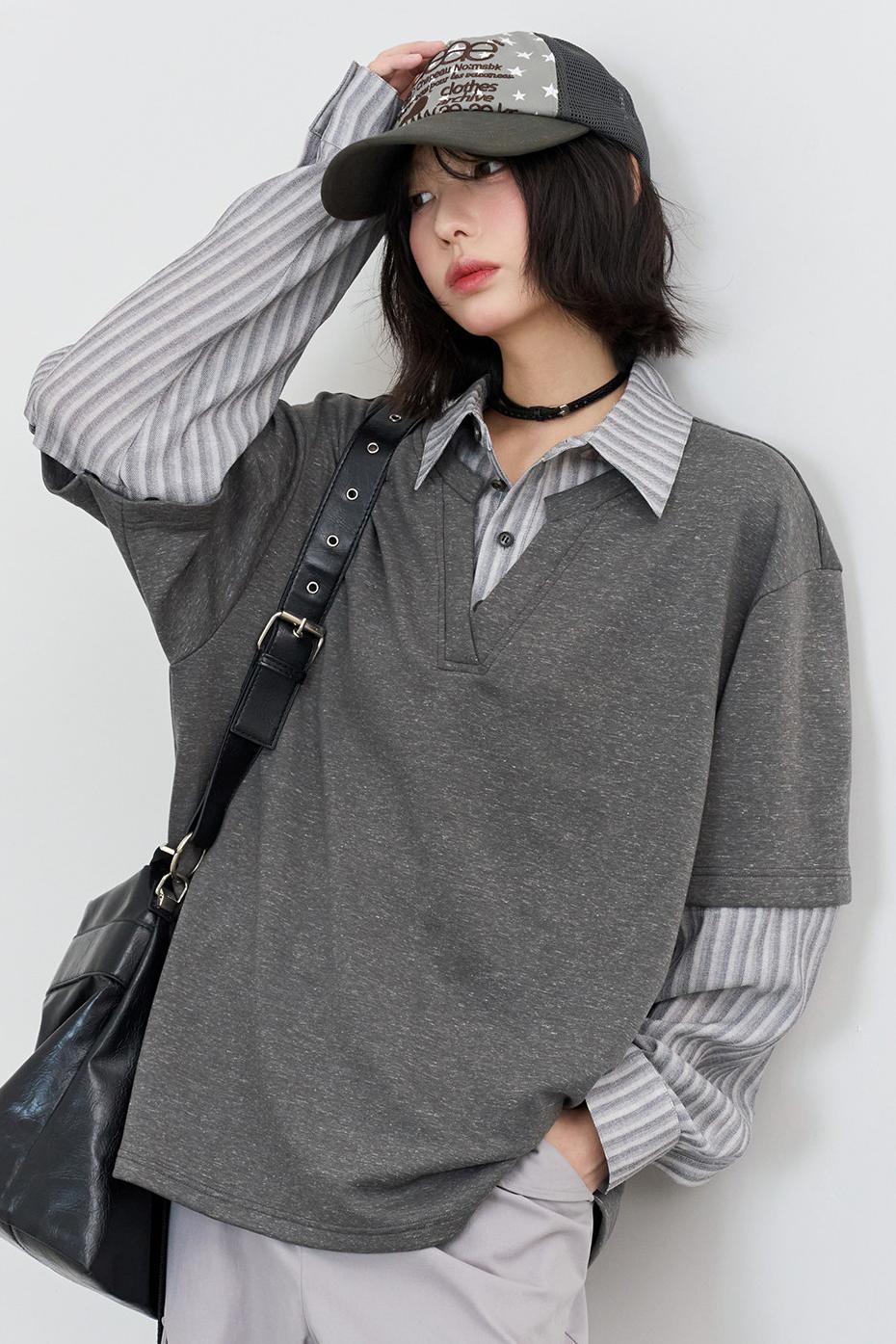 パッチワークカラーブロックブラウス