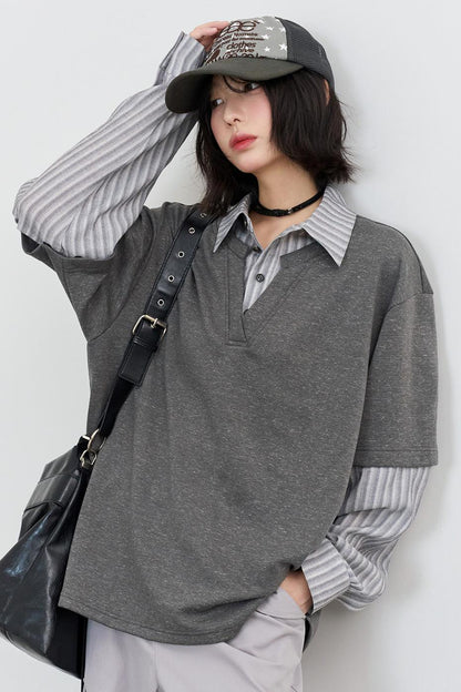 パッチワークカラーブロックブラウス