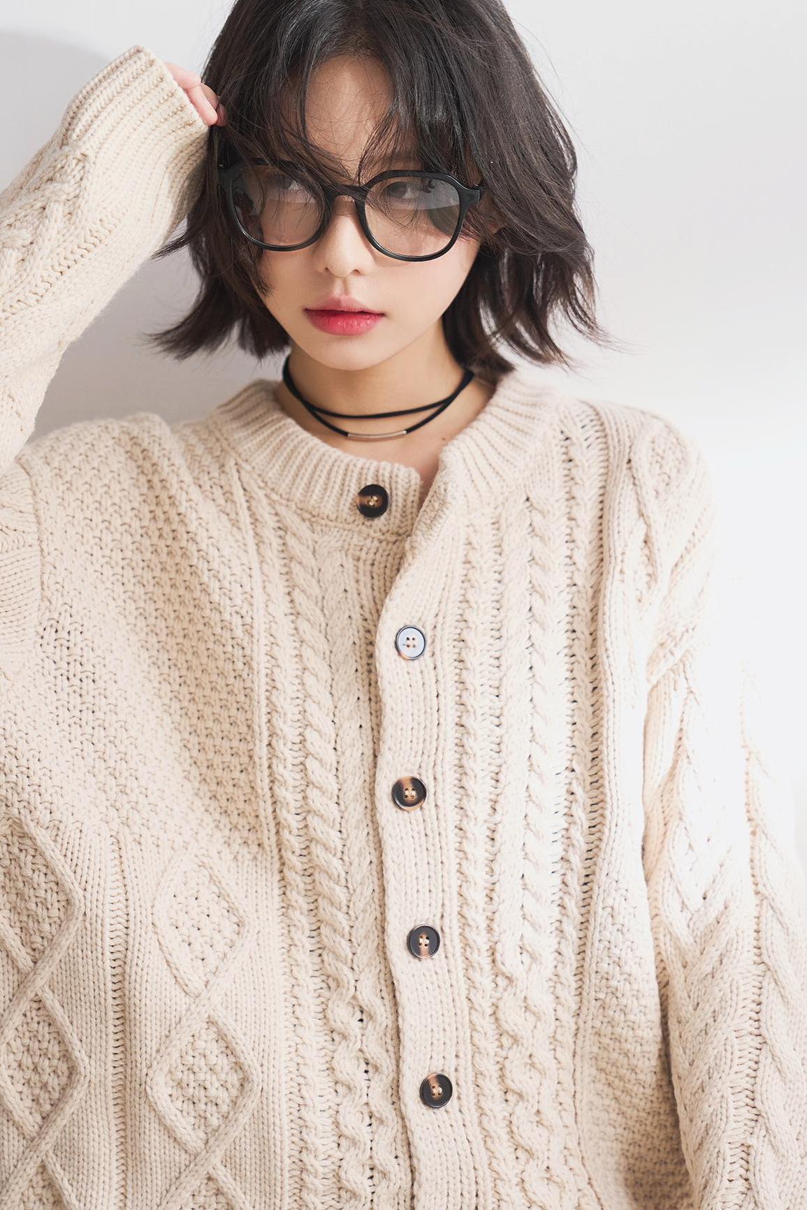 Solid twisted knit cardigan sweater