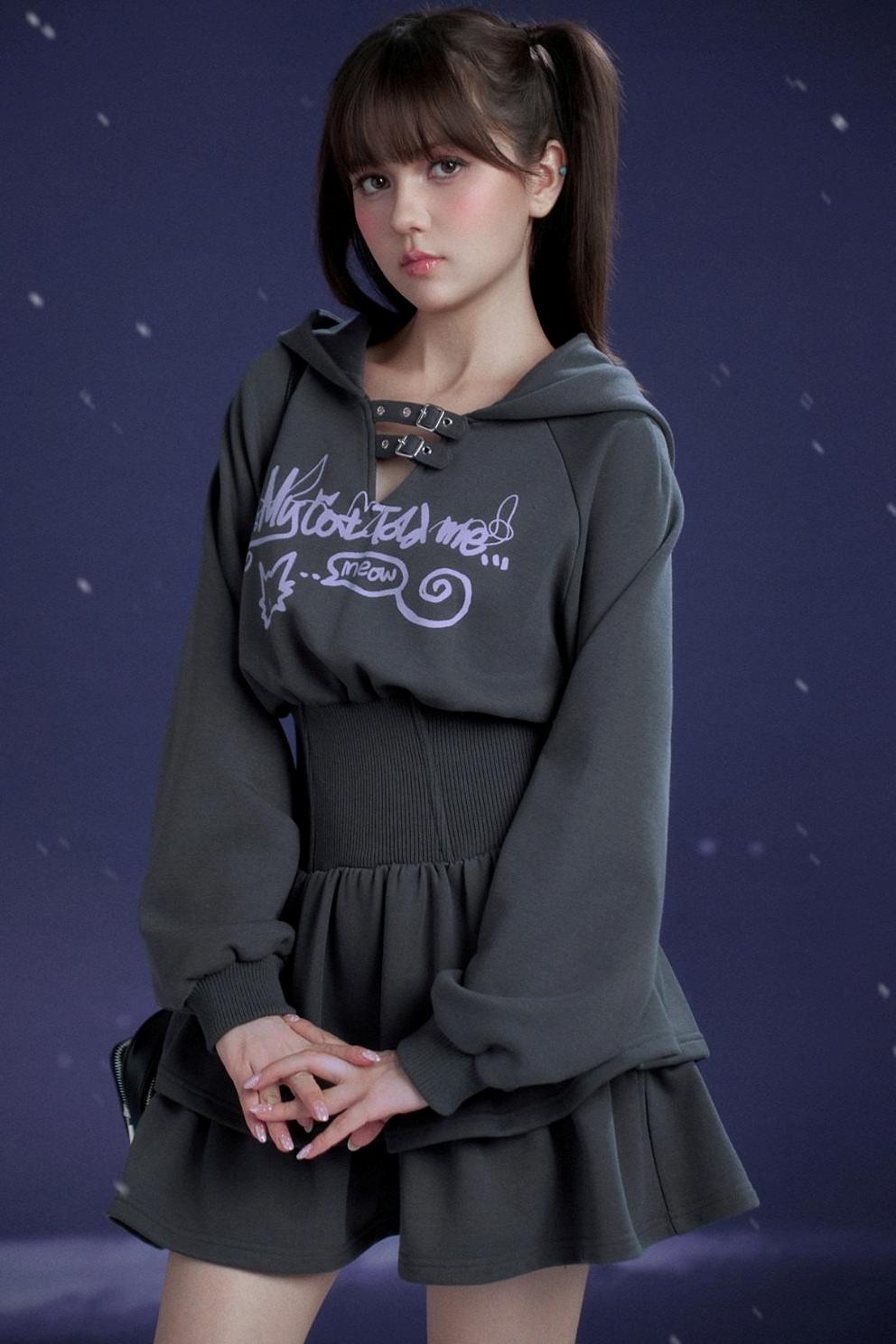 Casual Hooded Sweatdress