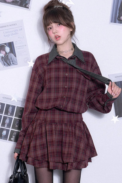 Red Check Shirt Dress