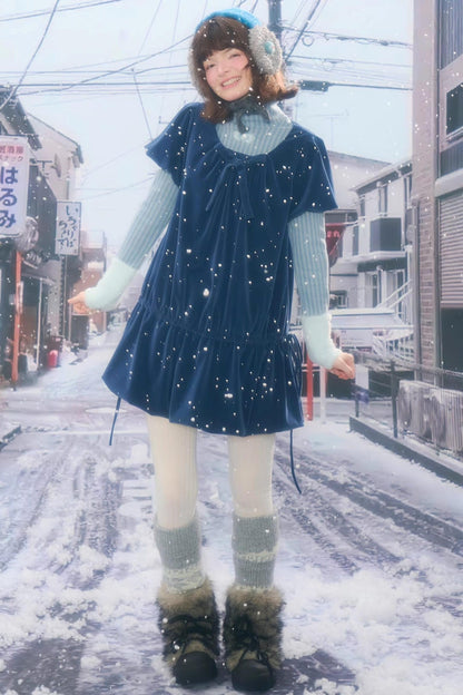 Deep Blue Velvet Dress