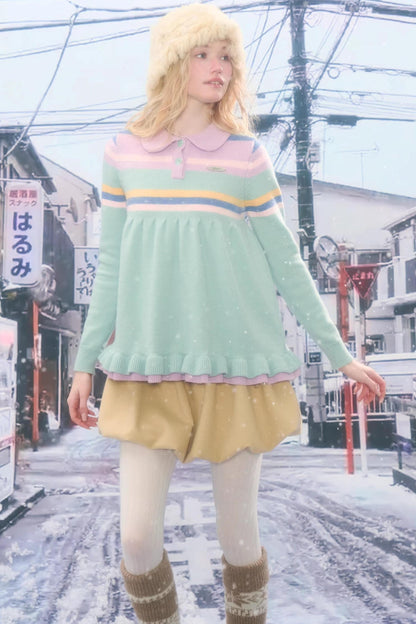 Contrast Striped Knit Sweater