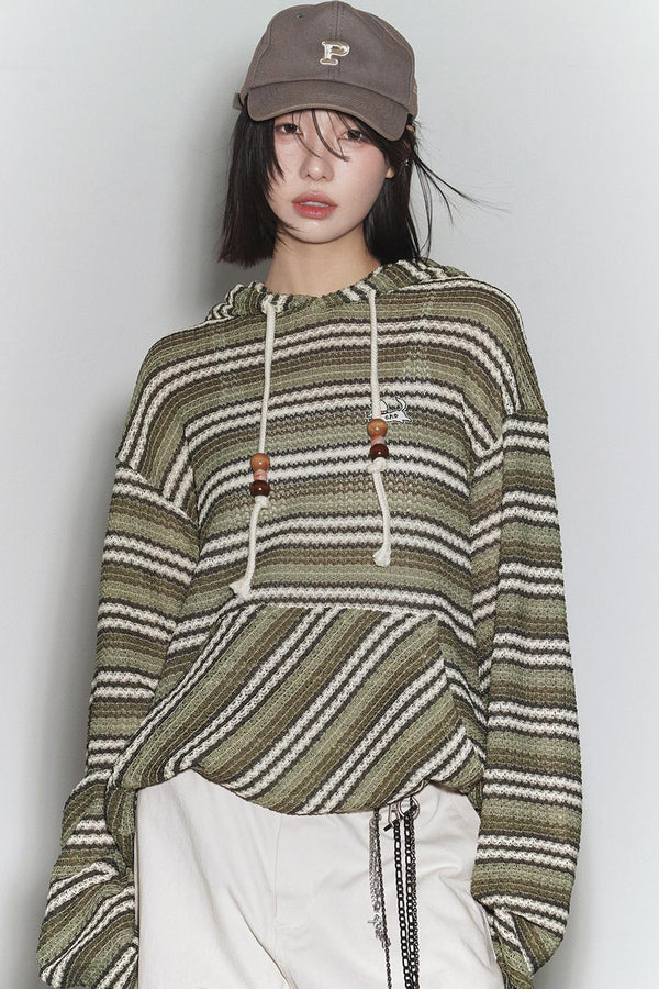 Gravity Striped Hooded Top