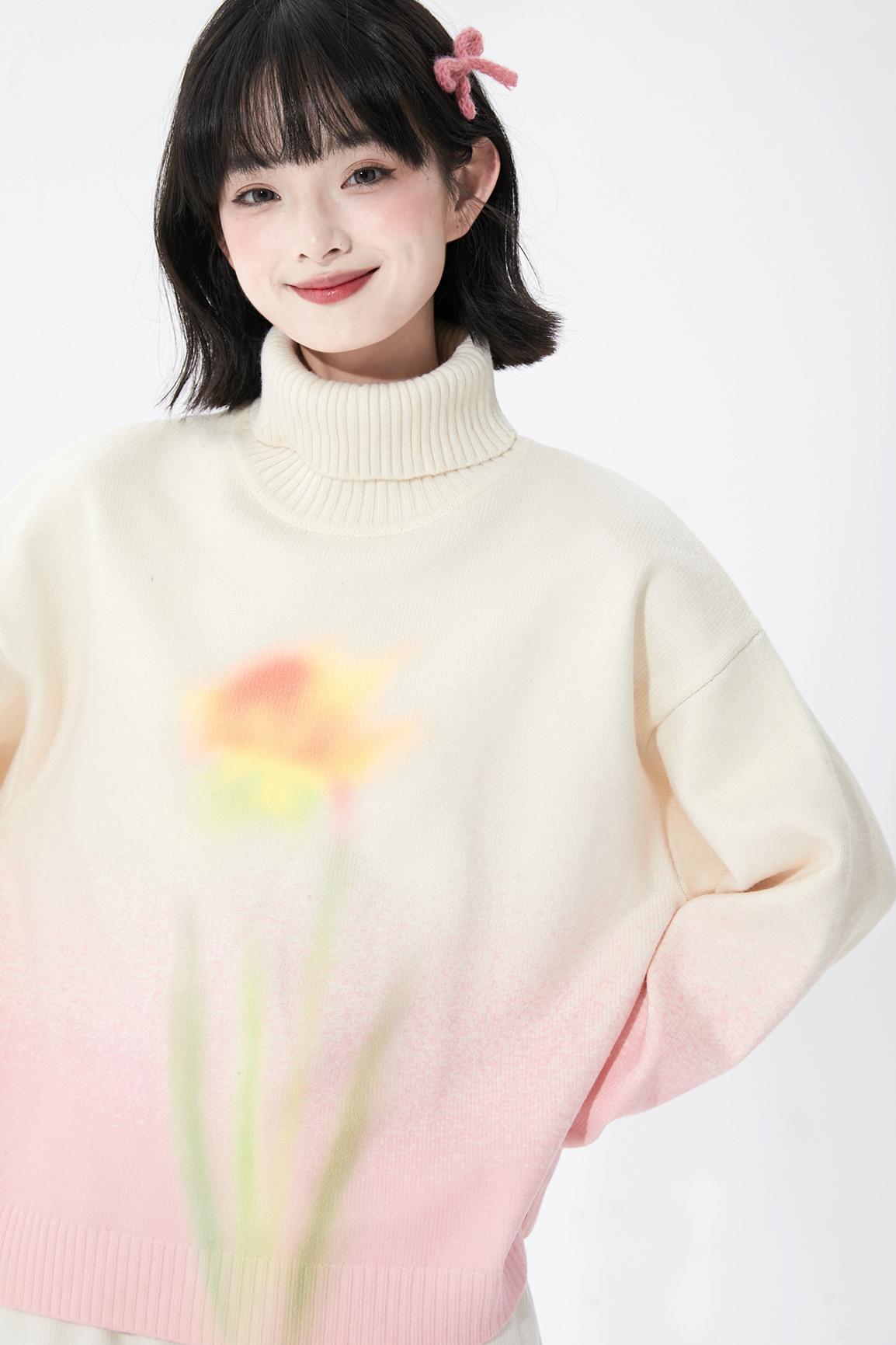 Soft pink gradient knit sweater