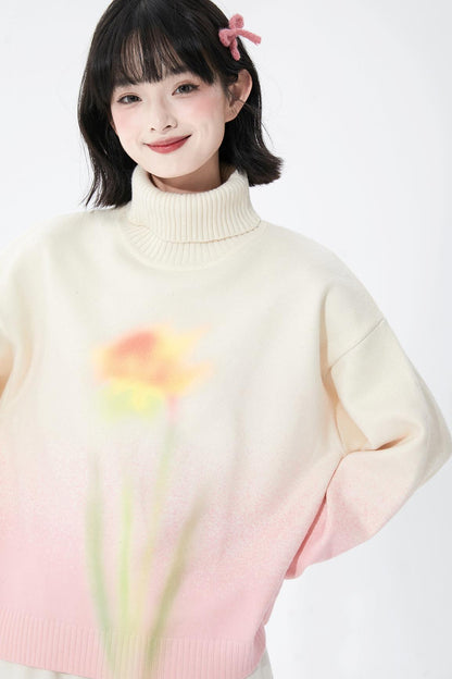 Soft pink gradient knit sweater