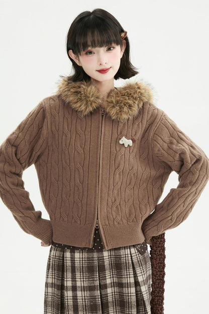 コーヒーファーカラーカーディガン