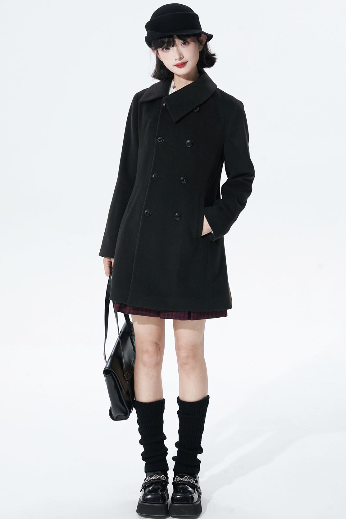 Wool-blend asymmetrical cape coat