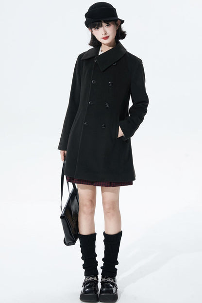 Wool-blend asymmetrical cape coat