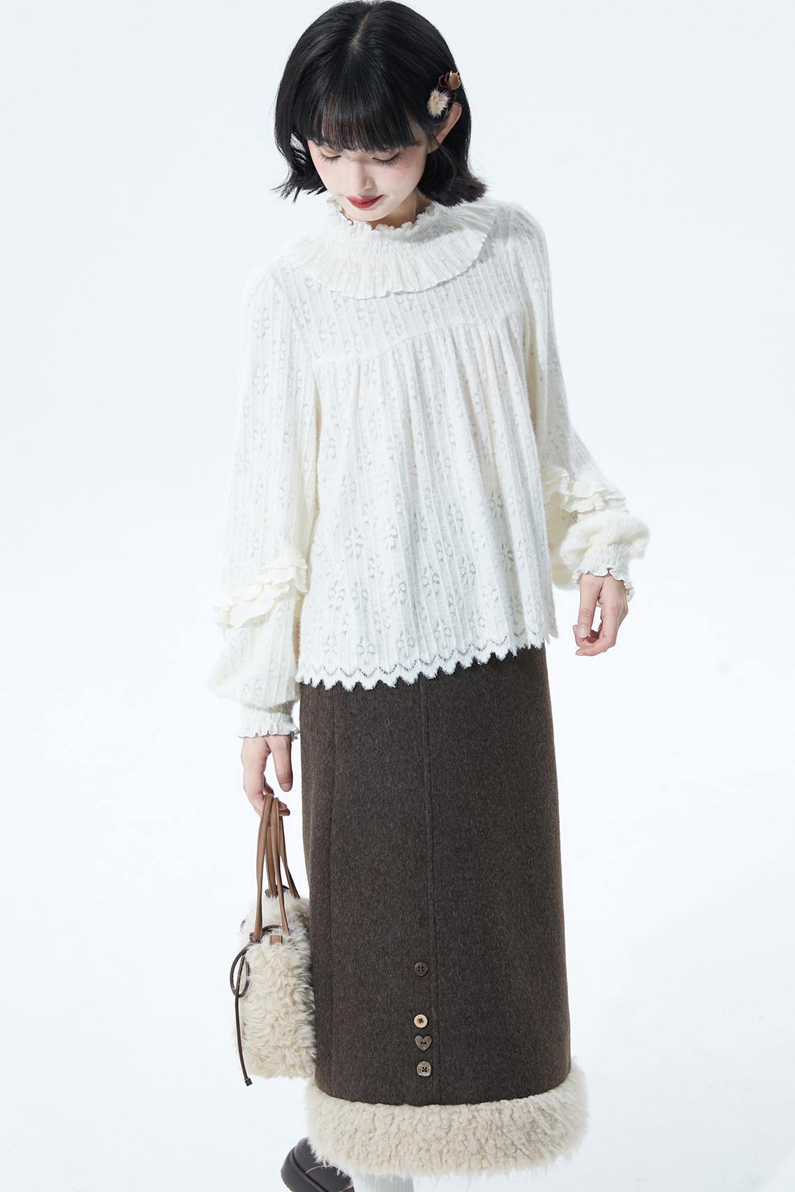 Deep Brown Wool Skirt