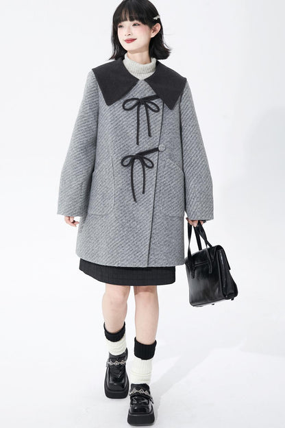レトログレイウールンコート