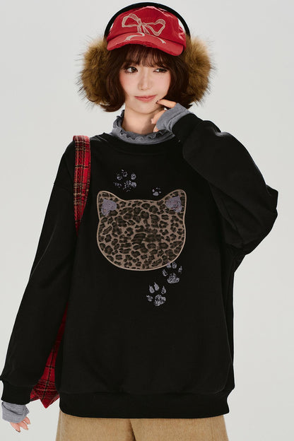 レトロレオパードルーズモードトップス