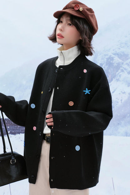 Colorful Button Knit Cardigan