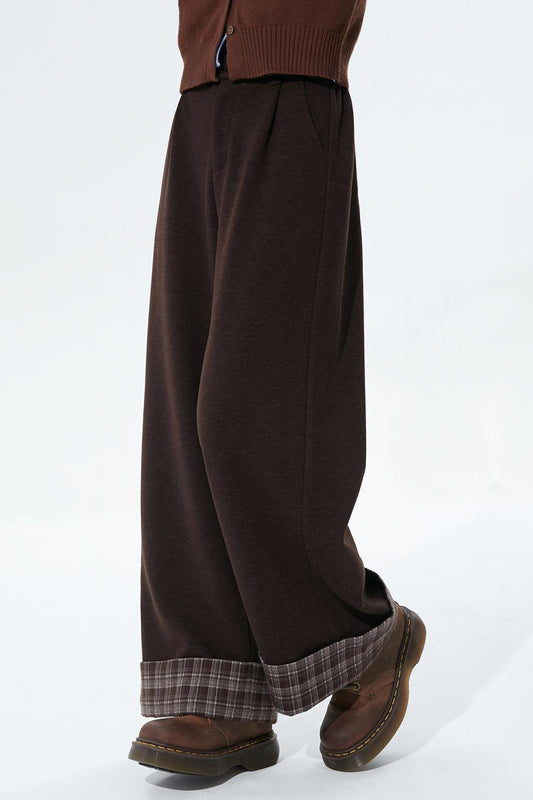 チョコレートチェックニットワイドパンツ