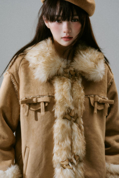 Fur Ribbon Pocket Coat