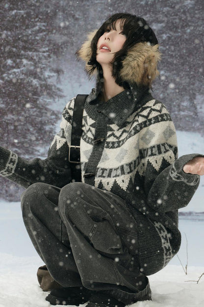 カラーコントラストニットカーディガン