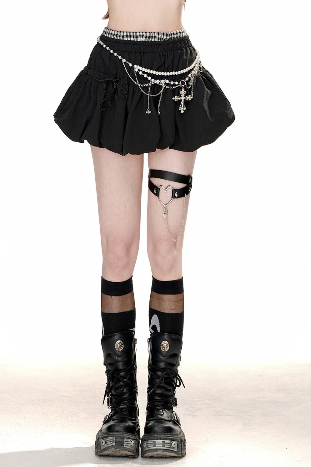 Black Mini Balloon Short Skirt