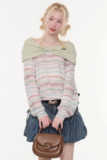 Spring Mist Striped Knit Top