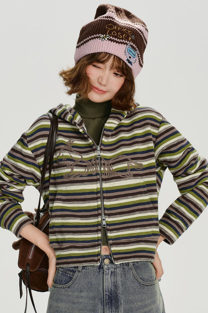 レトロボーダージフードパーカー