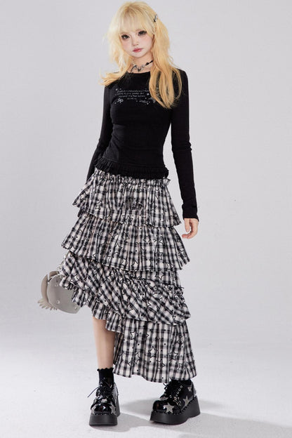 Vintage Check Layered Skirt