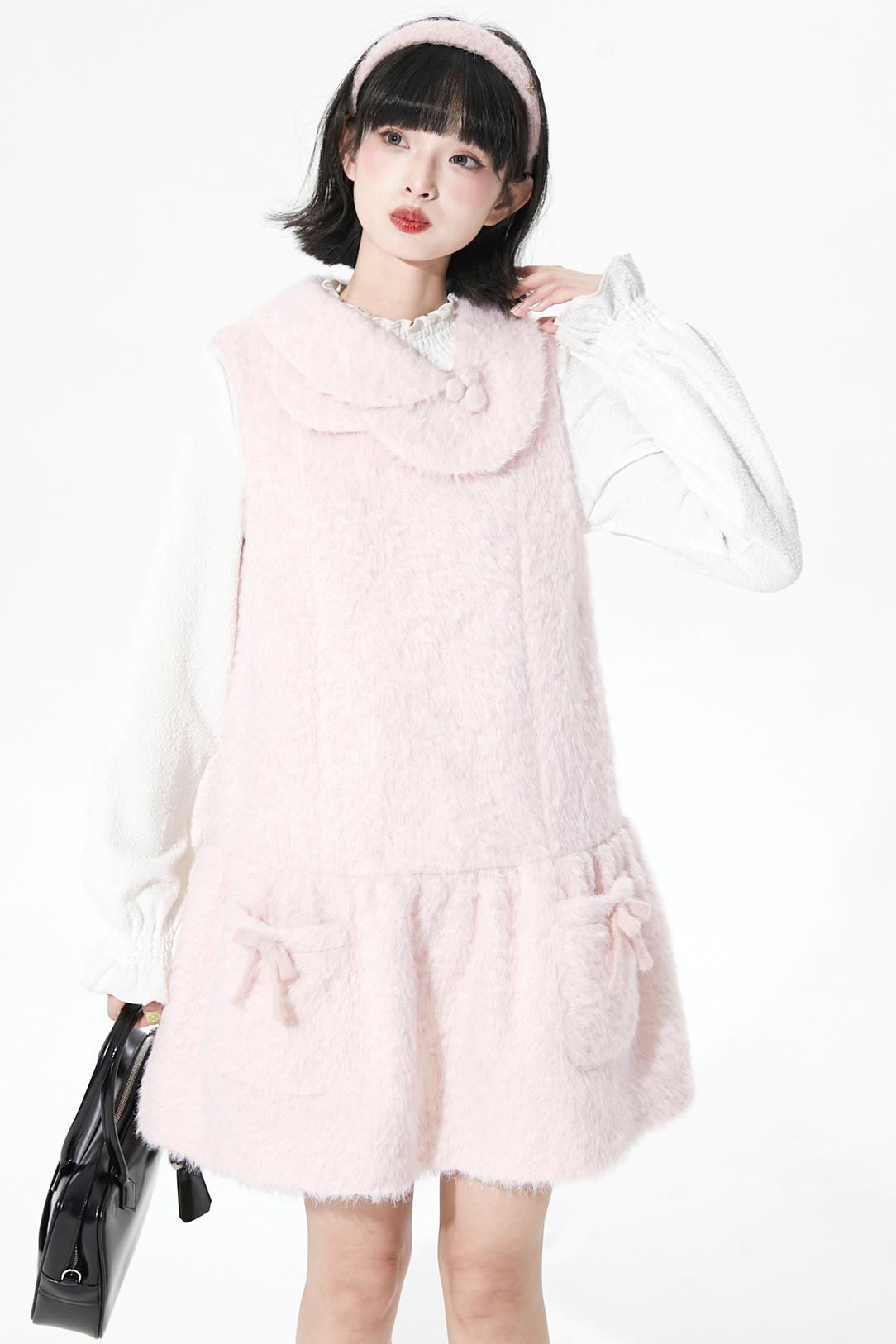 ピンクウールンニットドレス