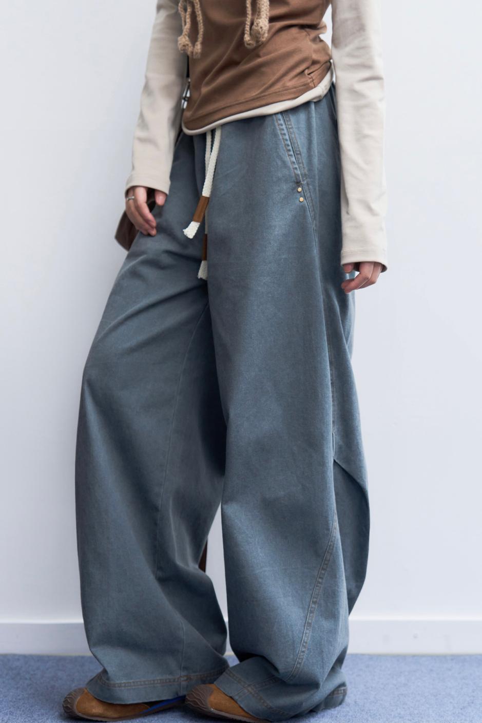 ルーズフィットスラックススタイルパンツ