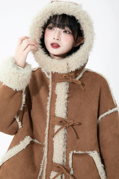 Suede Fur Hooded Coat