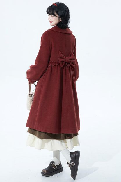 レッドラッフルウールコート